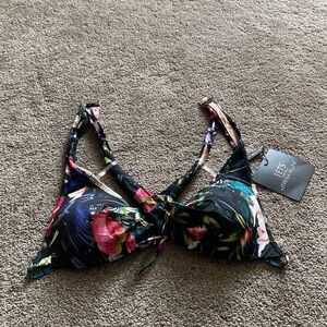 JETS by Jessika Allen Floral Bralette Bikini Top Adjustable Straps Swim SIZE 8